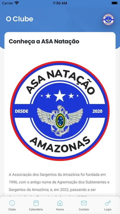Capturas de tela do ASA Natação