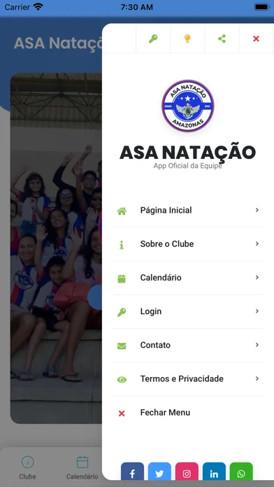 Capturas de tela do ASA Natação