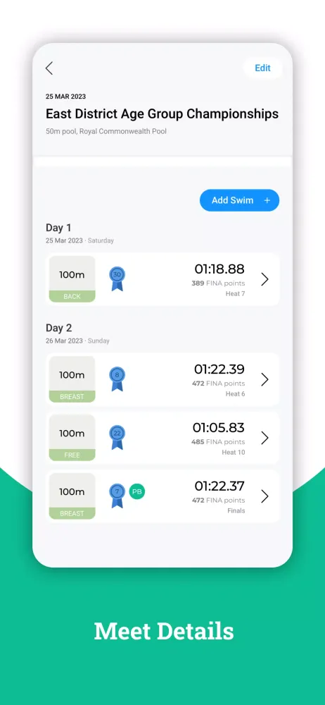 Swimming App: Swimpion Screenshots