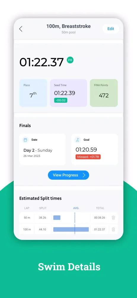 Swimming App: Swimpion Screenshots