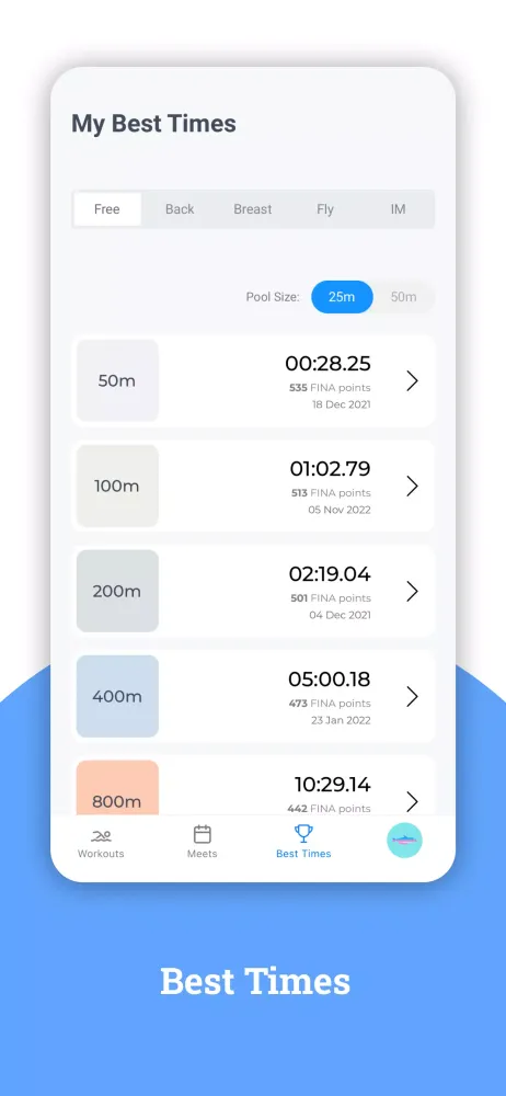Swimming App: Swimpion Screenshots