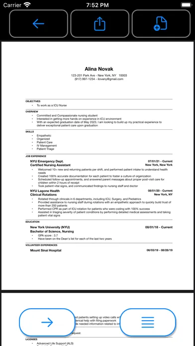 Ảnh chụp màn hình của Swipeable Resume