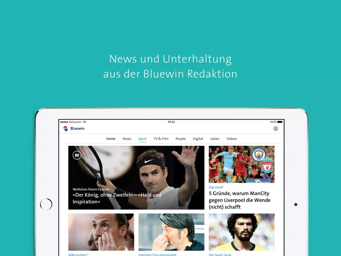 Capturas de tela do Bluewin E-Mail & News iPad 