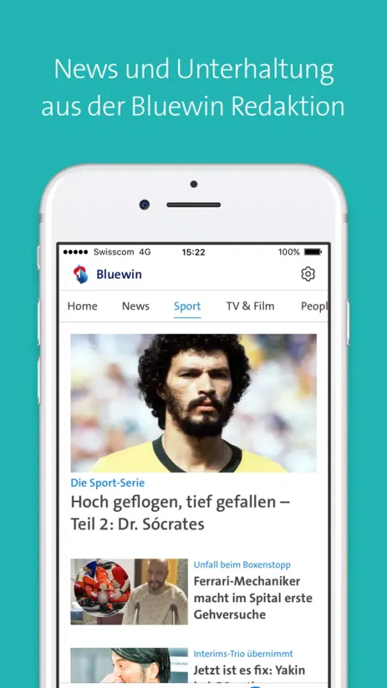 Capturas de tela do Bluewin E-Mail & News