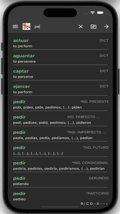 Capturas de pantalla de SPANISH VERB CONJUGATION +QUIZ