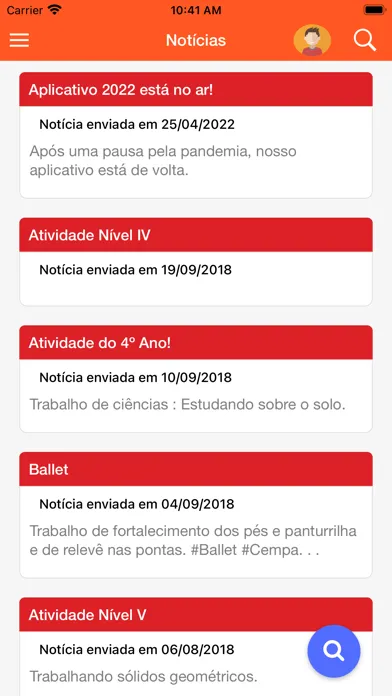 Capturas de tela do CEMPA
