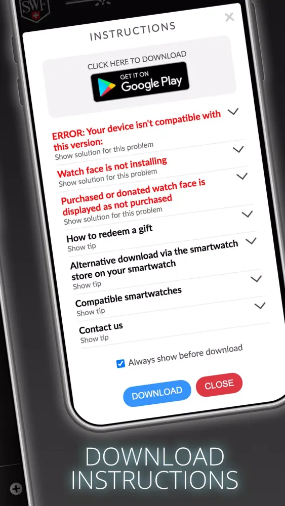 SWF Swiss Watch Face Store Screenshots