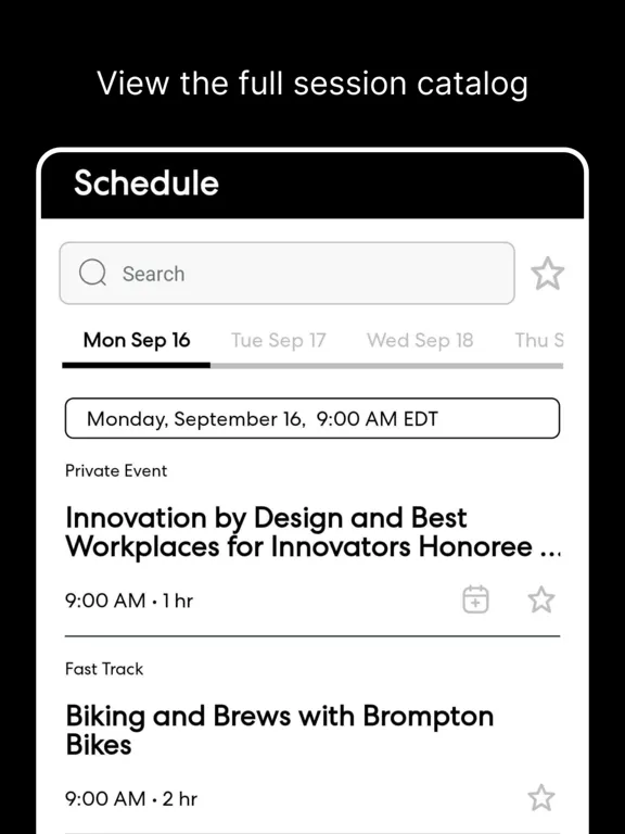 Capturas de pantalla de Fast Company Events iPad 