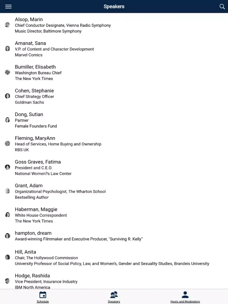 Capturas de tela do NYTLive Conferences iPad 