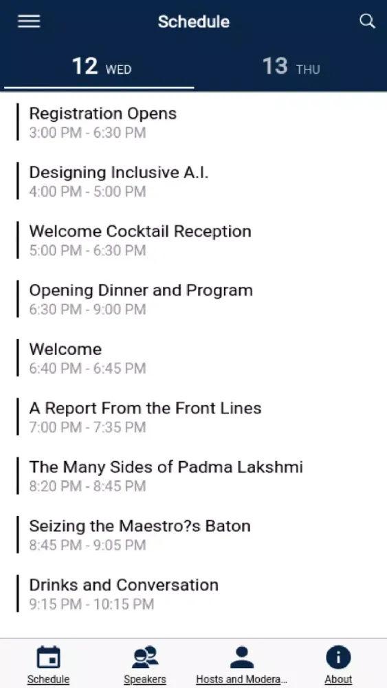 Capturas de tela do NYTLive Conferences