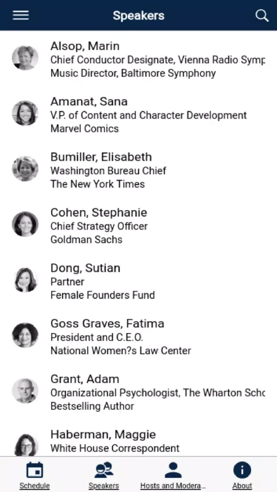 Capturas de tela do NYTLive Conferences