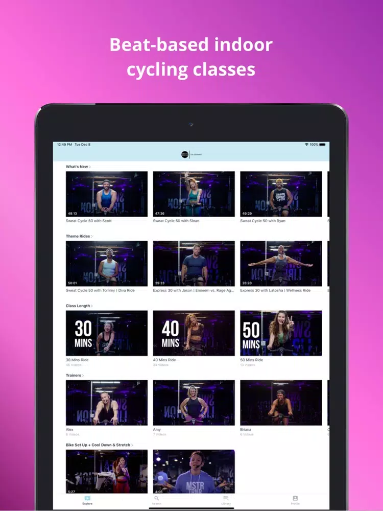 SweatCycle OnDemand iPad  স্ক্রিনশট