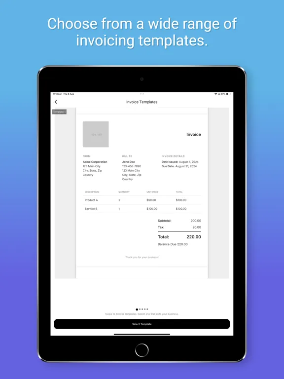 Invoice maker, small business iPad 應用截圖
