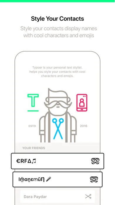 Tangkapan skrin Typoer - Style your contacts