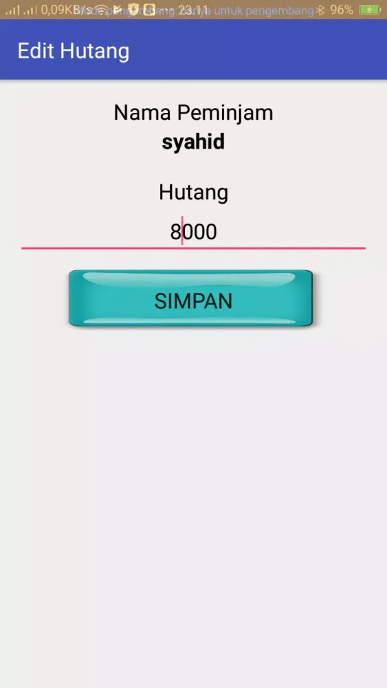 Tangkapan skrin Daftar Hutang