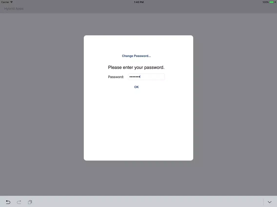 ภาพหน้าจอของ SAP Hybrid Web Container iPad