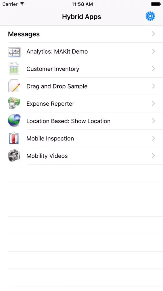 ภาพหน้าจอของ SAP Hybrid Web Container