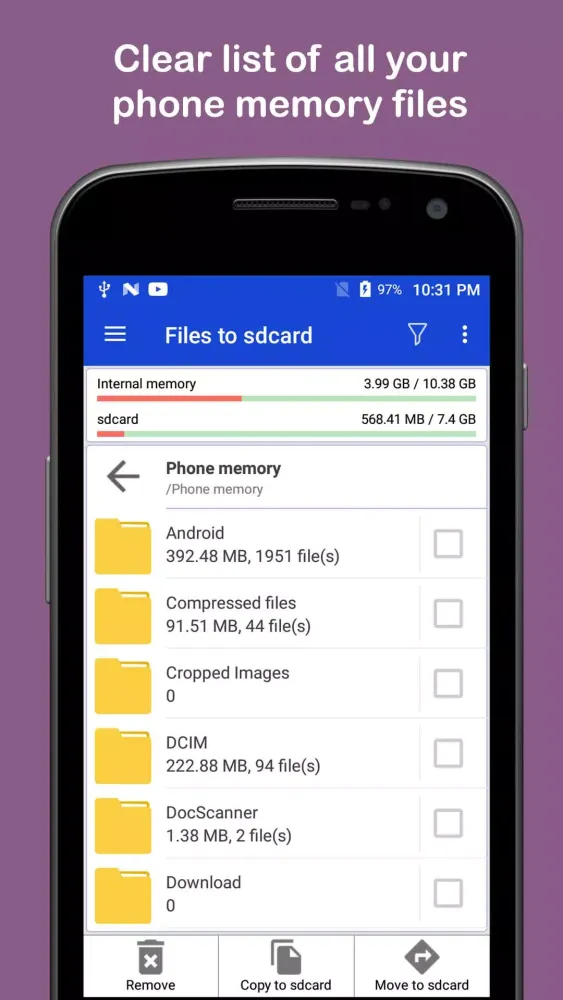 Captures d'écran de Copy / Move to sdcard