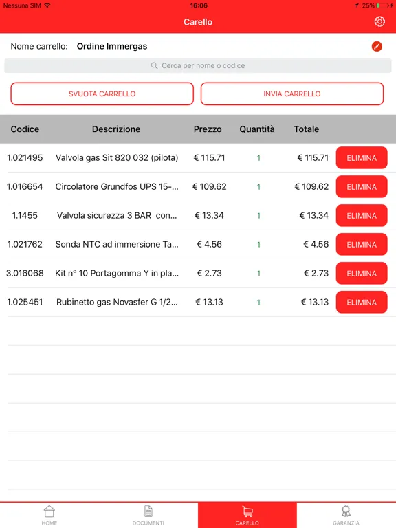 Zrzuty ekranu Spare Parts Ricambi Immergas iPad 
