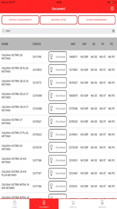 Zrzuty ekranu Spare Parts Ricambi Immergas