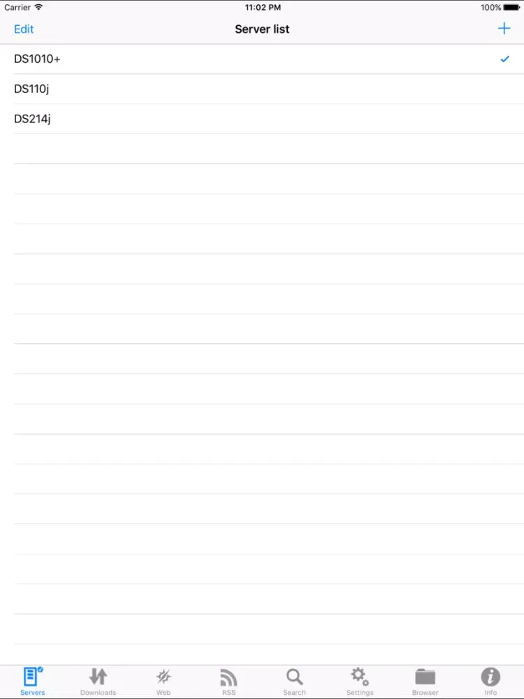 ภาพหน้าจอของ SynoDS iPad 