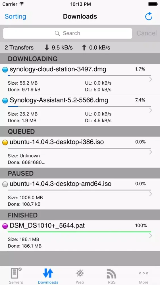 ภาพหน้าจอของ SynoDS