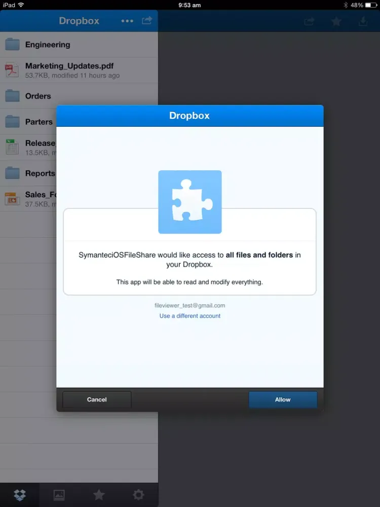 Capturas de pantalla de Symantec File Share Encryption for iOS iPad 