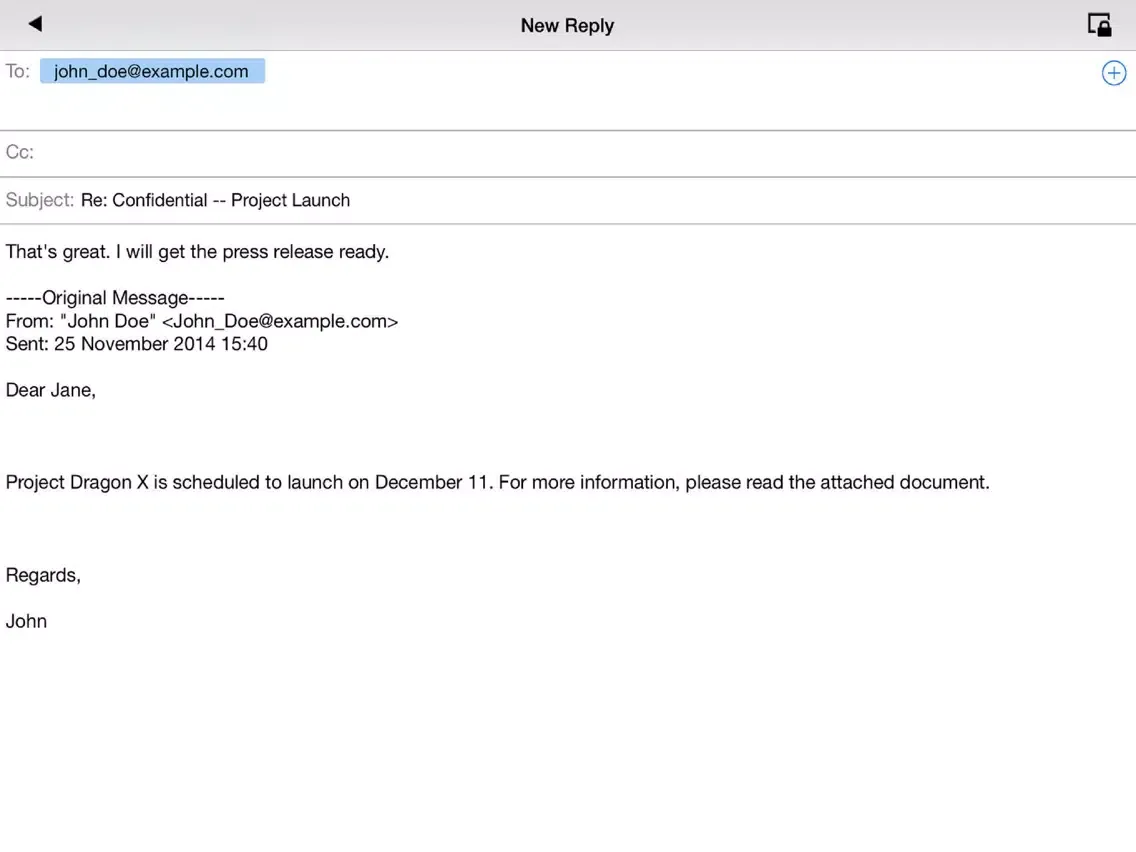 Tangkapan layar Symantec Mobile Encryption iPad 