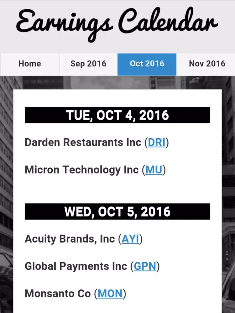 Symbol Surfing Earnings Calendar iPad 應用截圖