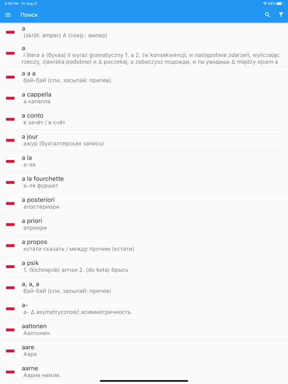 Польско-Русский Словарь iPad  Screenshots
