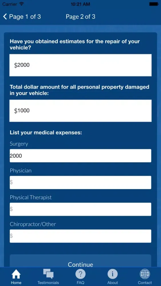 Accident Injury Claim Calculator应用截图