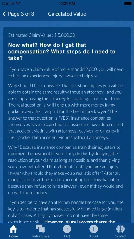 Accident Injury Claim Calculator应用截图