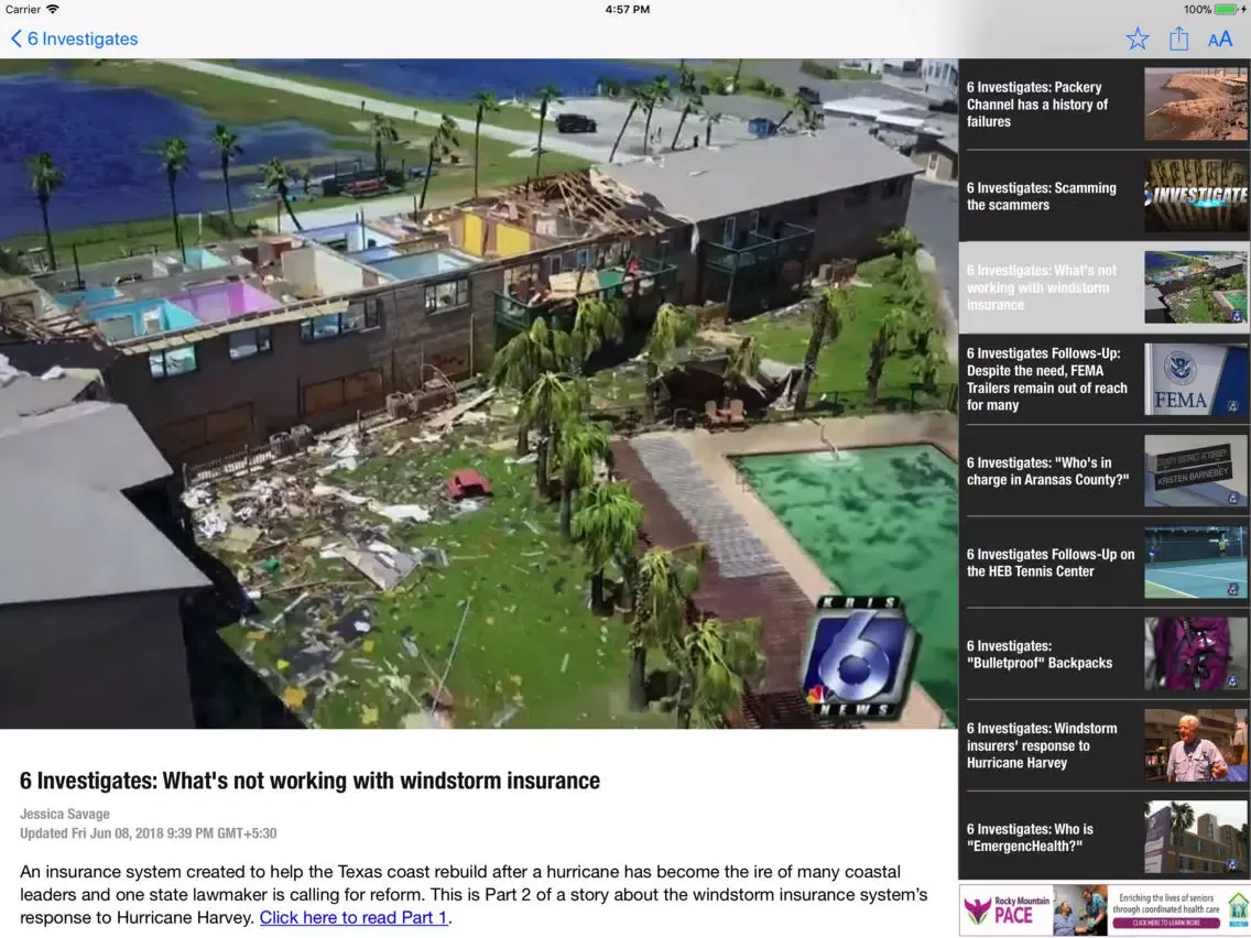 Tangkapan skrin KRIS 6 News iPad 