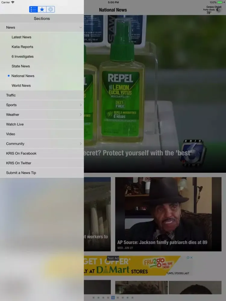 Tangkapan skrin KRIS 6 News iPad 