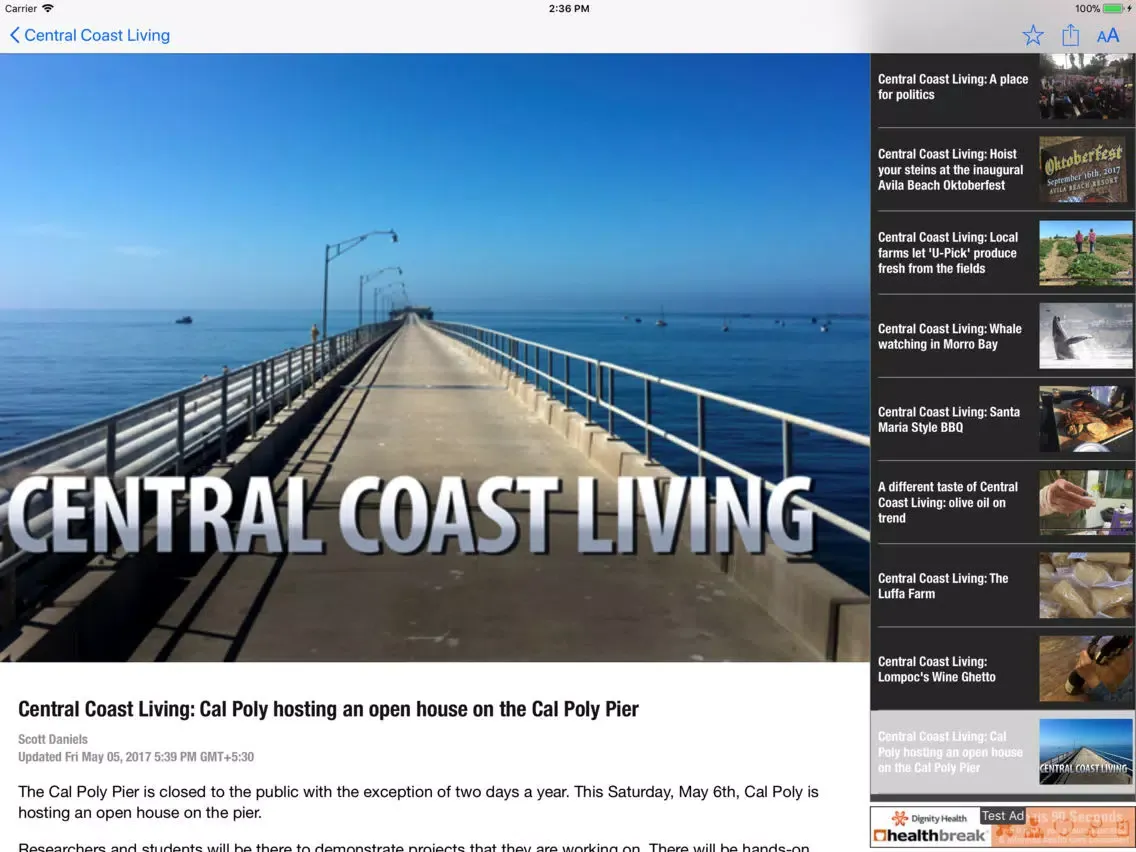 ภาพหน้าจอของ KSBY News iPad 