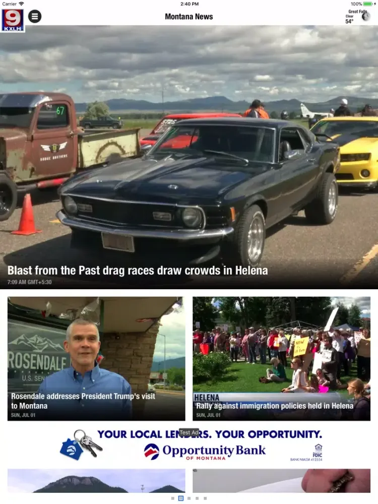 Tangkapan skrin KXLH News iPad 
