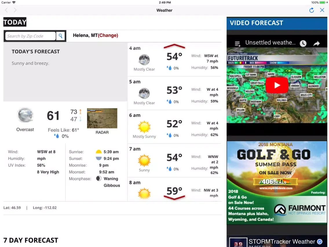 Tangkapan skrin KXLH News iPad 
