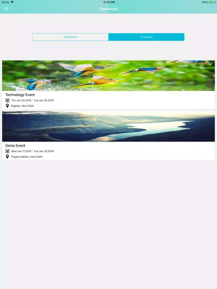 Capturas de pantalla de Eventilio iPad 
