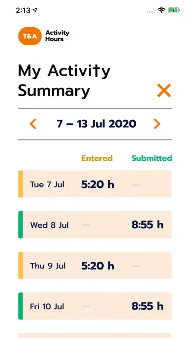 ภาพหน้าจอของ Synergy Activity Hours
