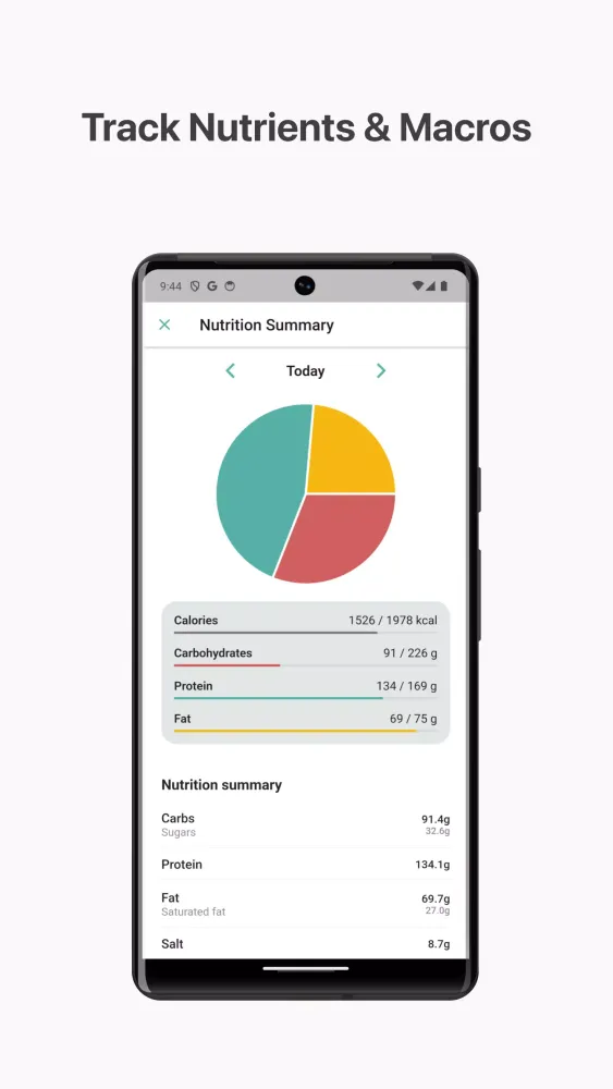 Calorie Carb & Protein Tracker Screenshots