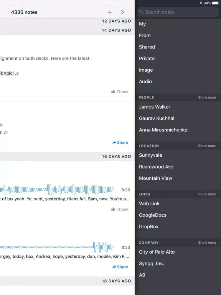 Capturas de tela do Synqq iPad