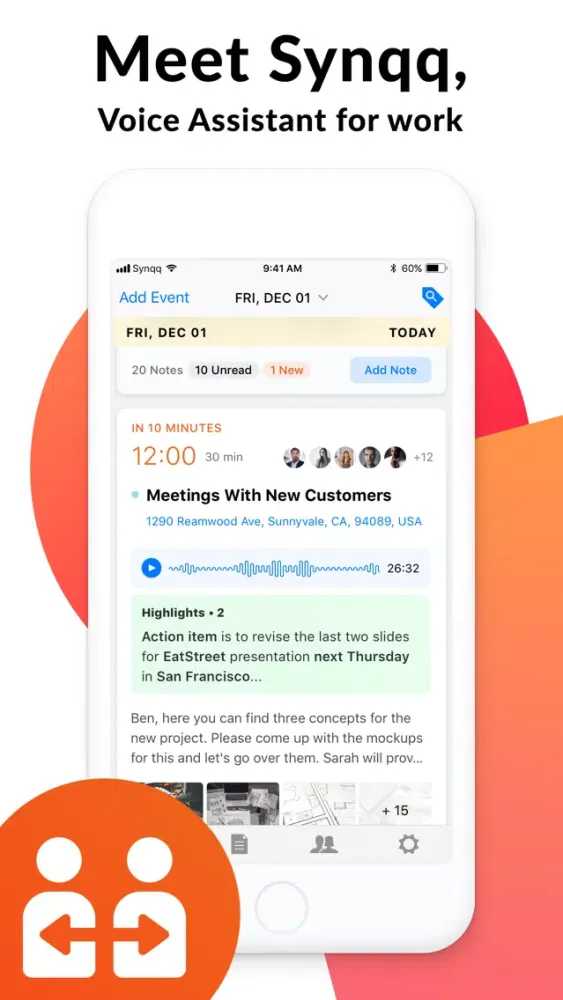 Capturas de tela do Synqq