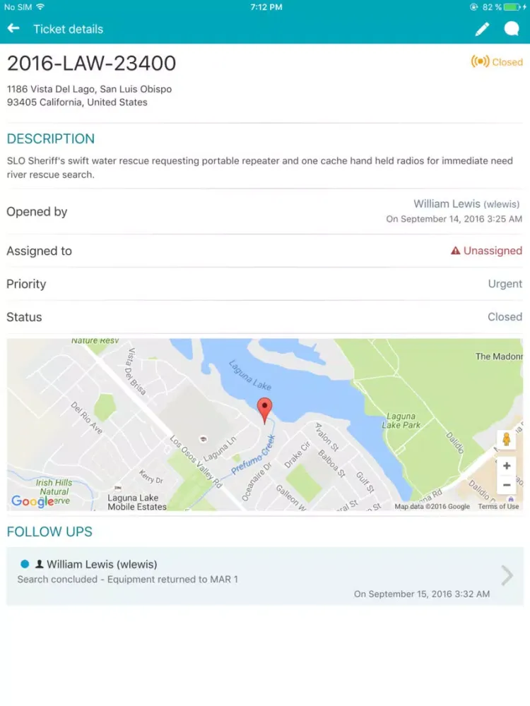Mobile Dispatch ACS iPad  Screenshots