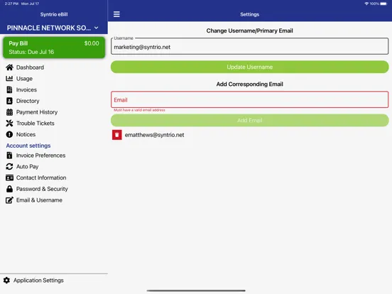 Syntrio eBill iPad  স্ক্রিনশট