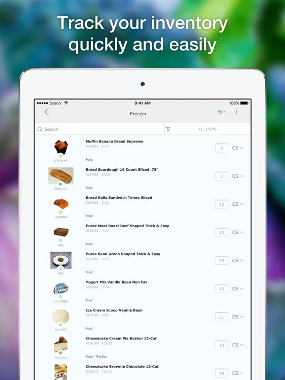 ภาพหน้าจอของ Sysco Mobile Inventory iPad 