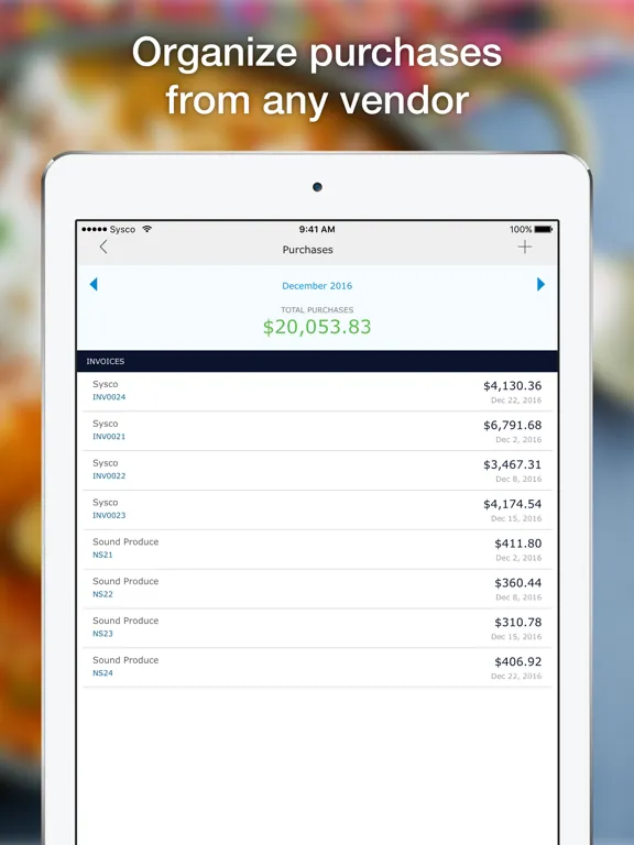 ภาพหน้าจอของ Sysco Mobile Inventory iPad 