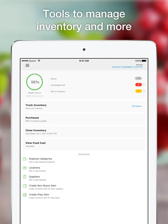 ภาพหน้าจอของ Sysco Mobile Inventory iPad 