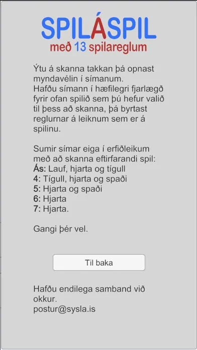 Capturas de tela do Spil á Spil - Reglur