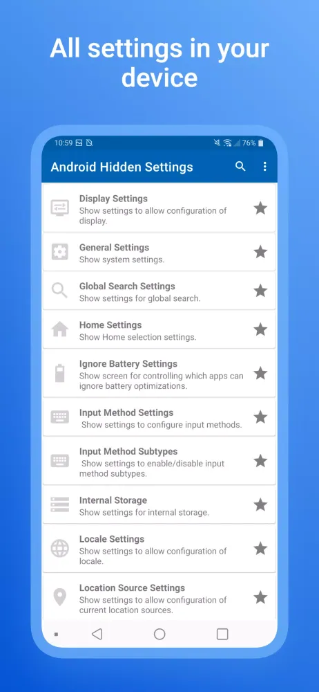 Android All Settings Screenshots