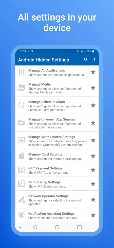 Android All Settings Screenshots